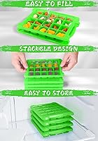 Vista 4 de Paquete de 4 mini bandejas para cubitos de hielo para congelador, fácil liberación y apilable, bandejas pequeñas para cubitos de hielo con tapa