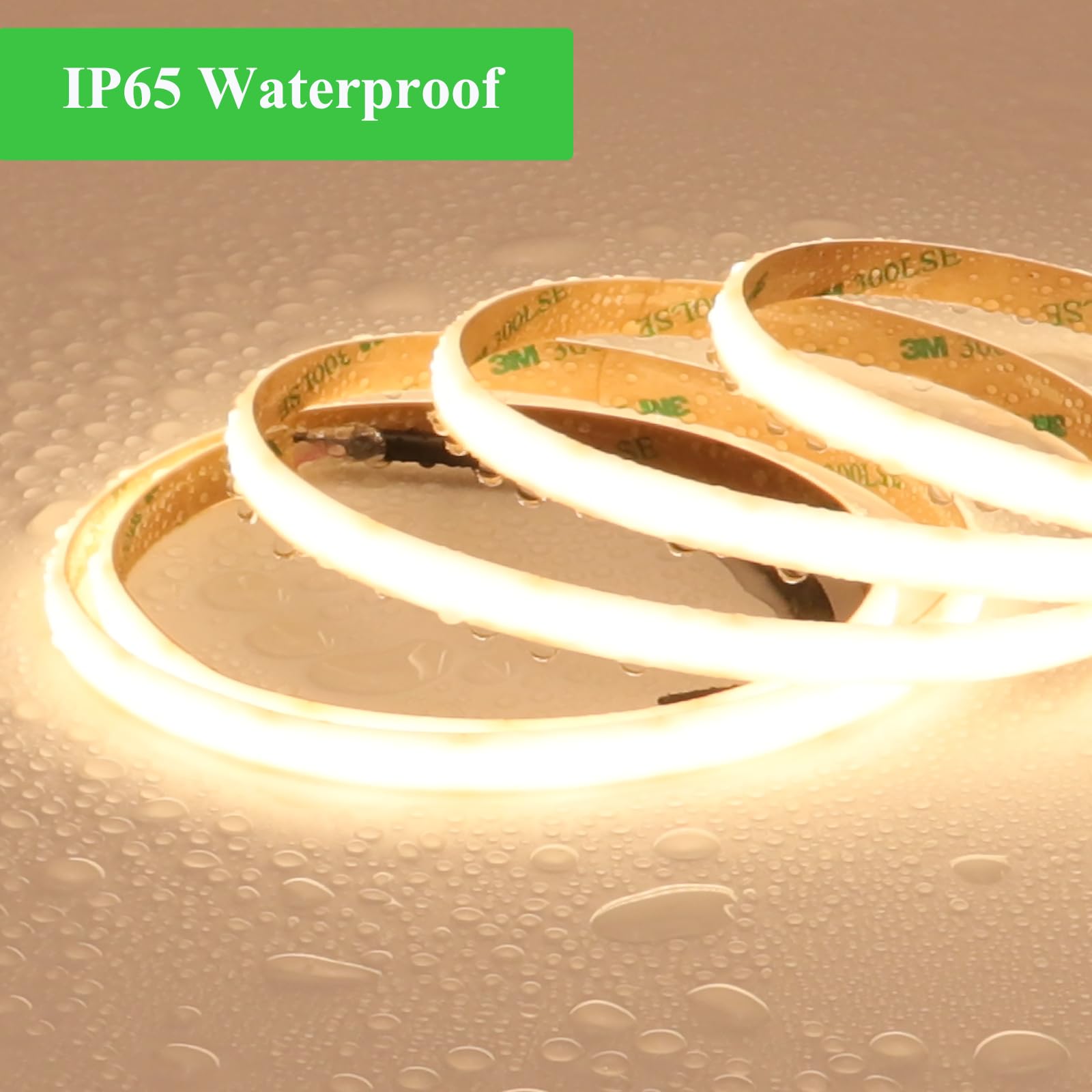 JOYLIT PRO Diffusa Striscia LED COB 24V 5M 3000K Luce Calda IP65 Impermeabile Gel Bianco Latte Rivestito 8600LM Alta Luminosita Uniformi Luci Nastri Dimmerabile CRI 92 1400LEDs 100W (Solo Strip LED)