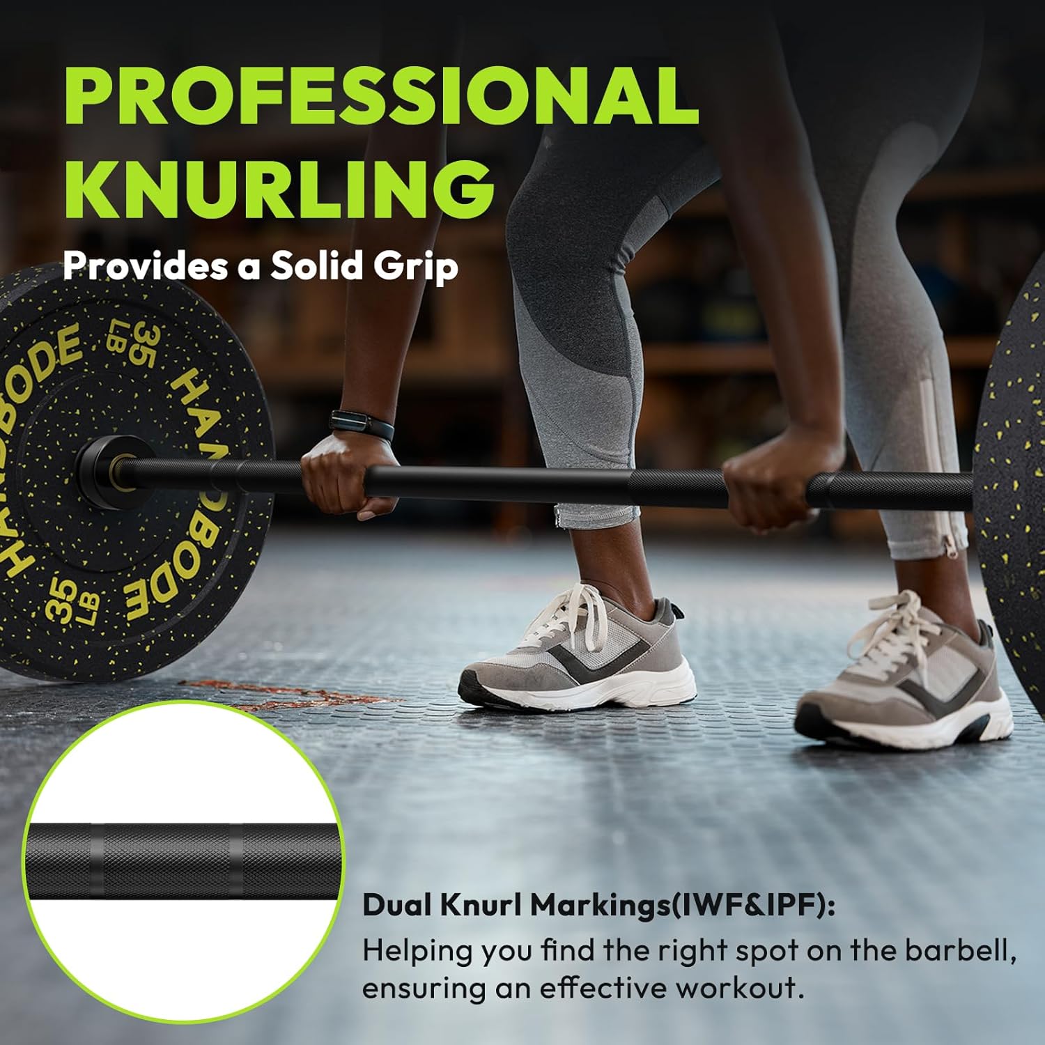 Olympic Barbell, 45lb 2-inch Weight Bar for Bench Press, 7ft Olympic Power Bar, 1000 lb/1500 lb High-Capacity, Hard Chrome, Knurled Grip, Strength Training Deadlift Weightlifting Squat