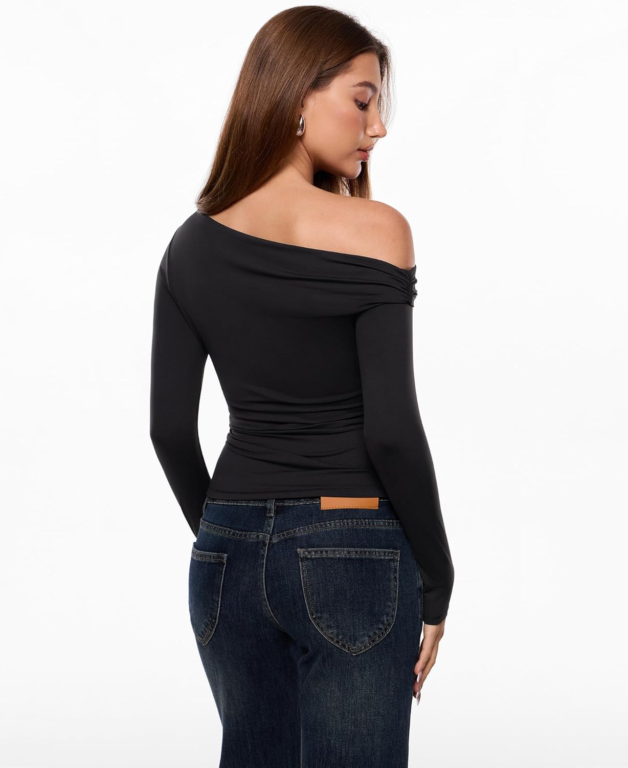 INLYRIC Women's Inbarely Seasons Off The Shoulder Double Lined Long Sleeve Tops Going Out Slim Fitted Sexy T-Shirts - Image 7