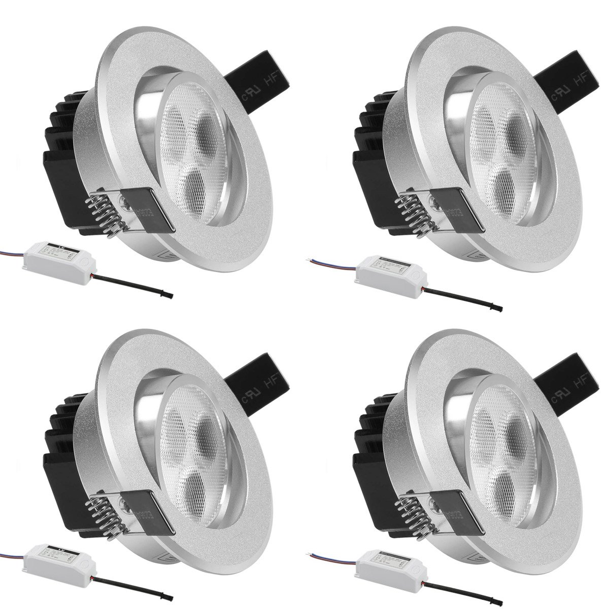 LE Pack of 4 Units 3W 3Inch LED Recessed Lighting, 30W Halogen Bulbs
