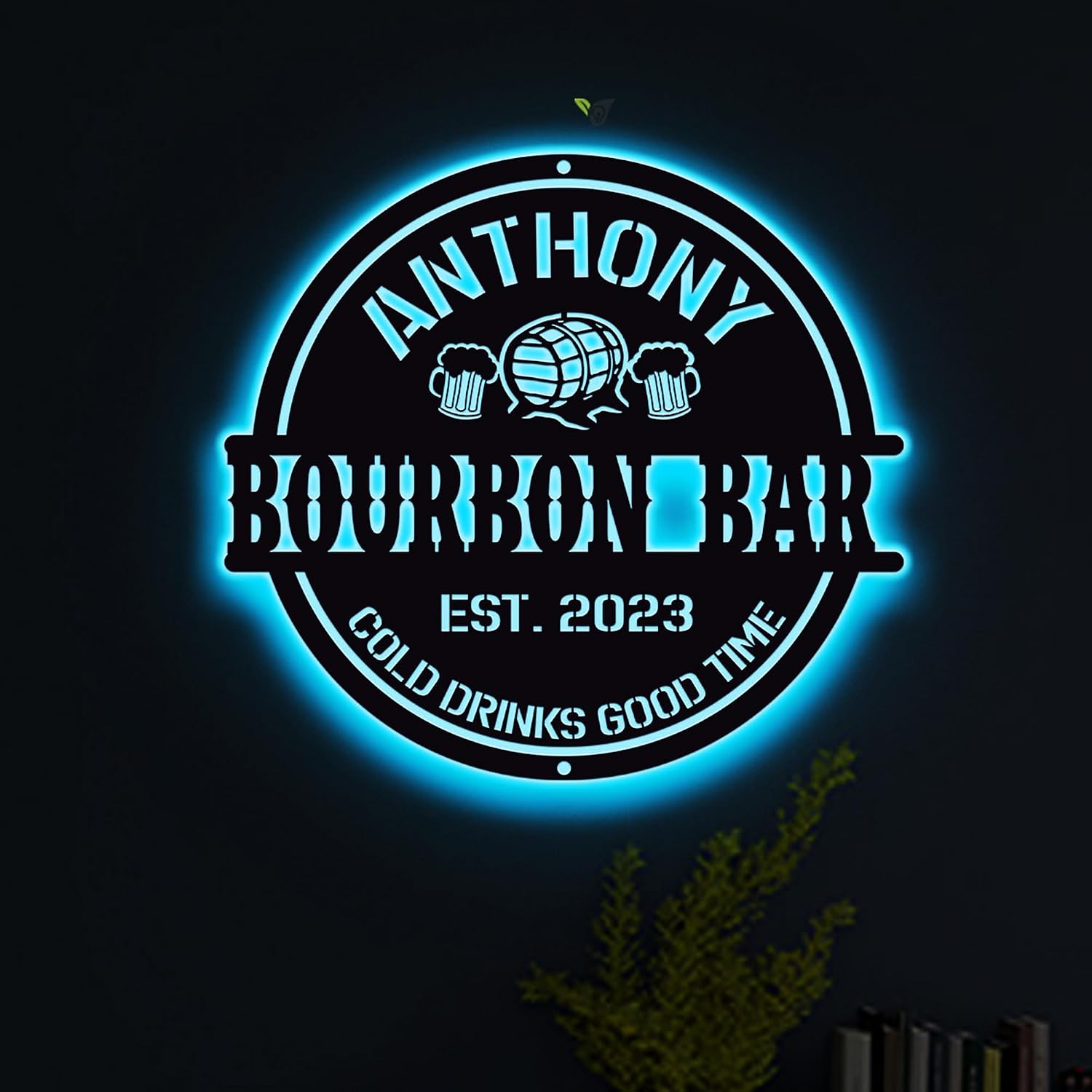 Personalized Home Pub Gin Bourbon Bar Metal Wall Art LED Light Custom Whiskey Cocktail Drinking Name Sign Home Decor Man Cave Wall Art Gift