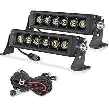 OFFROADTOWN 8 inch 120W LED Light Bar Single Row LED Pods Slim Offroad Driving Fog Work Lights Spot Bumper Light with Wiring Harness for Truck ATV UTV Jeep Motorcycle