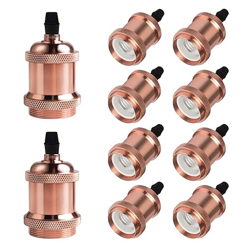 Miniatura 12 de DiCUNO E26 Enchufe de lámpara Edison vintage, portalámparas colgante retro, reemplazo de portalámparas, aspecto antiguo para iluminación industrial,