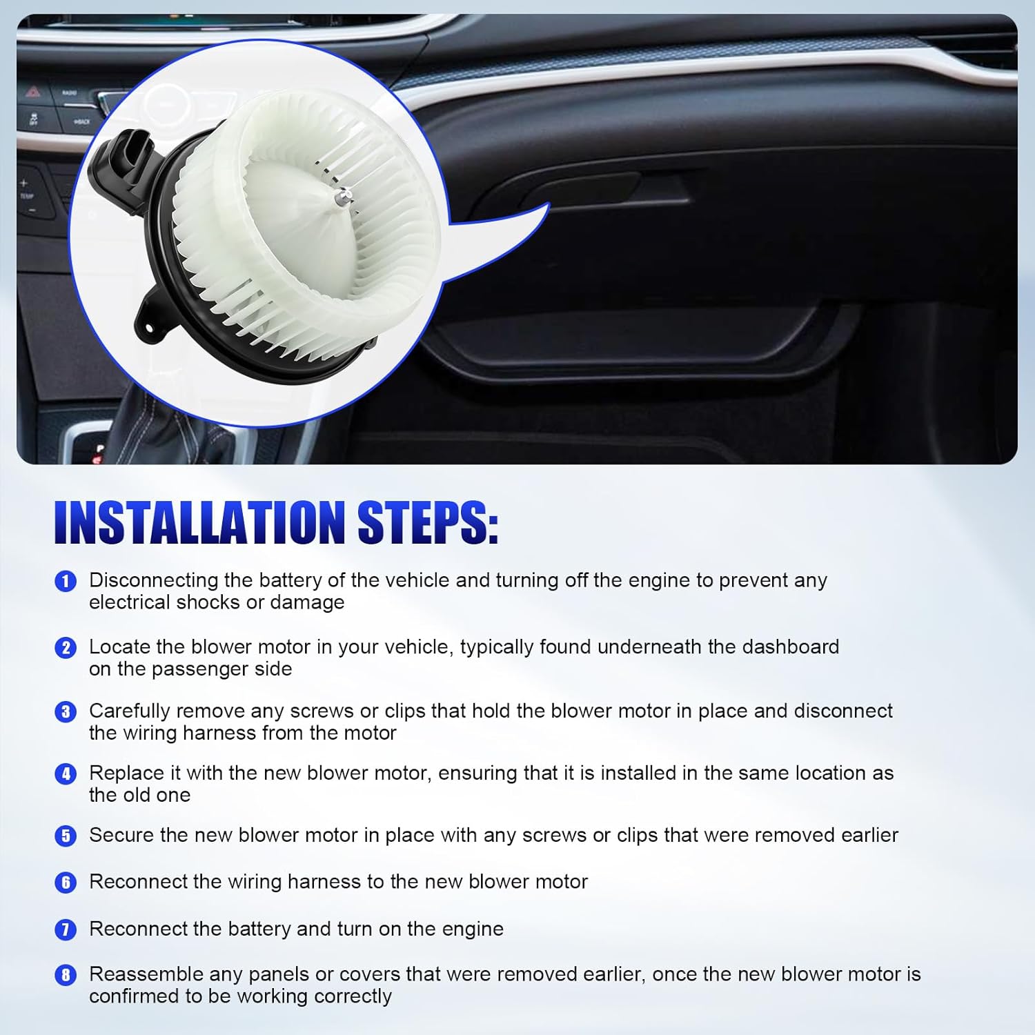 Front AC Blower Motor with Brushless Motor Fits for Toyota Sienna Sequoia 2008 2009 2010 2011 2012 2013 2014 2015 2016 2017 HVAC Heater Blower Motor Fan Replaces# 700298 871030C051 75050