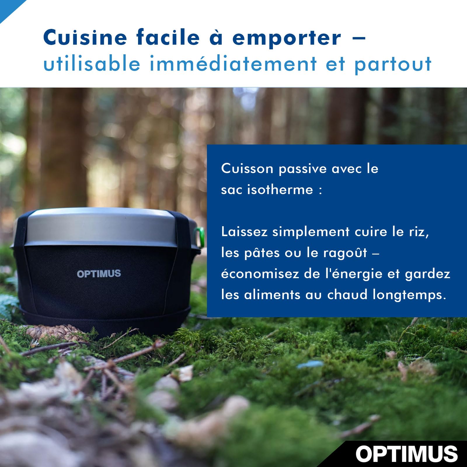 Batterie de Cuisine Optimus Terra Camp – Batterie de Cuisine d'extérieur 7 pièces avec échangeur Thermique, Sac Isotherme et revêtement antiadhésif | pour 2 à 4 Personnes | 1160 g | Ø 233 × 136 mm
