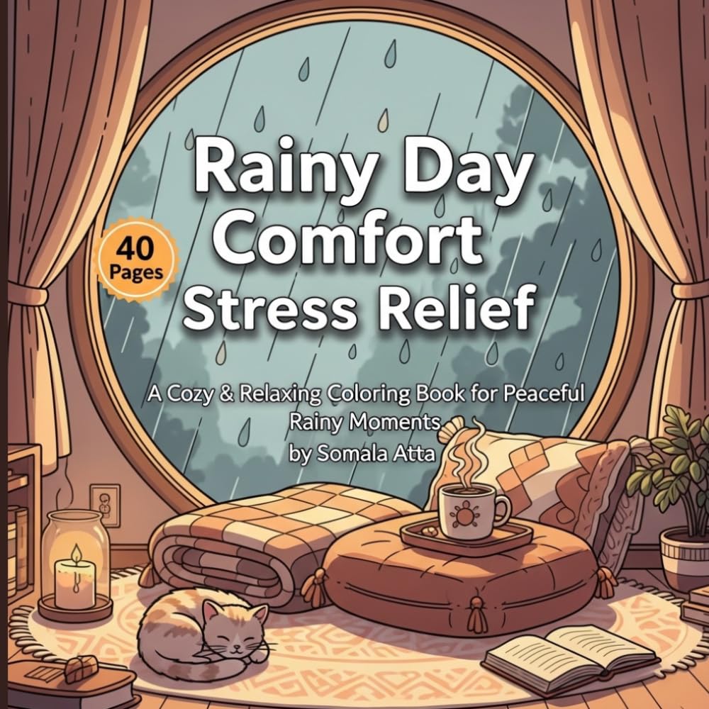 A Cute & Cozy Coloring Book for Relaxing Moments, Soft Rain Vibes & Peaceful Indoor Scenes