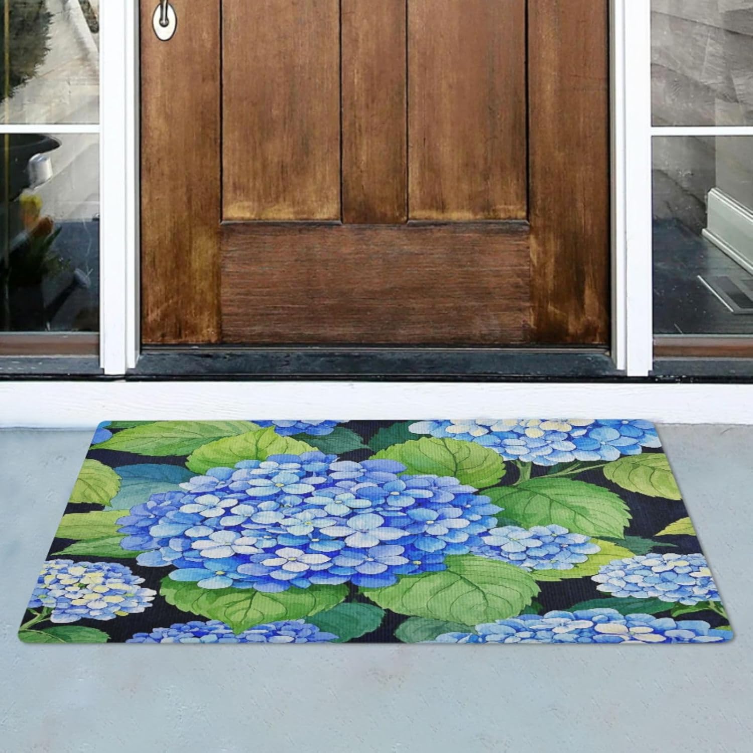 ALAZA Doormat Hydrangea Leave Front Door Mat, Indoor Outdoor Floor Mats for Entrance, Non-Slip Welcome Mat 20x32 inch