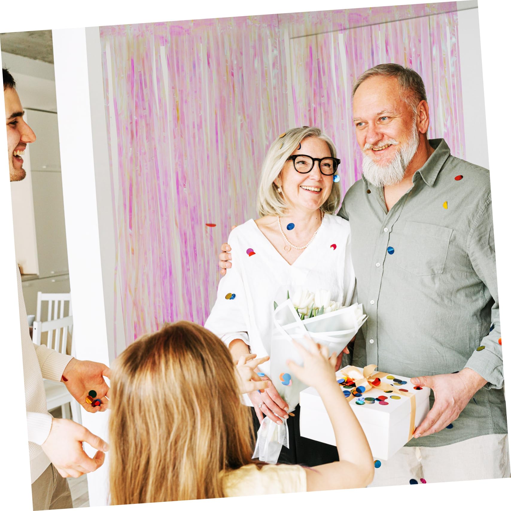 TINEASUR 2pcs Colorful Tinsel Streamer Backdrop Curtains for Kindergarten Party Background Accessory for Festivals Events and Photo Booths