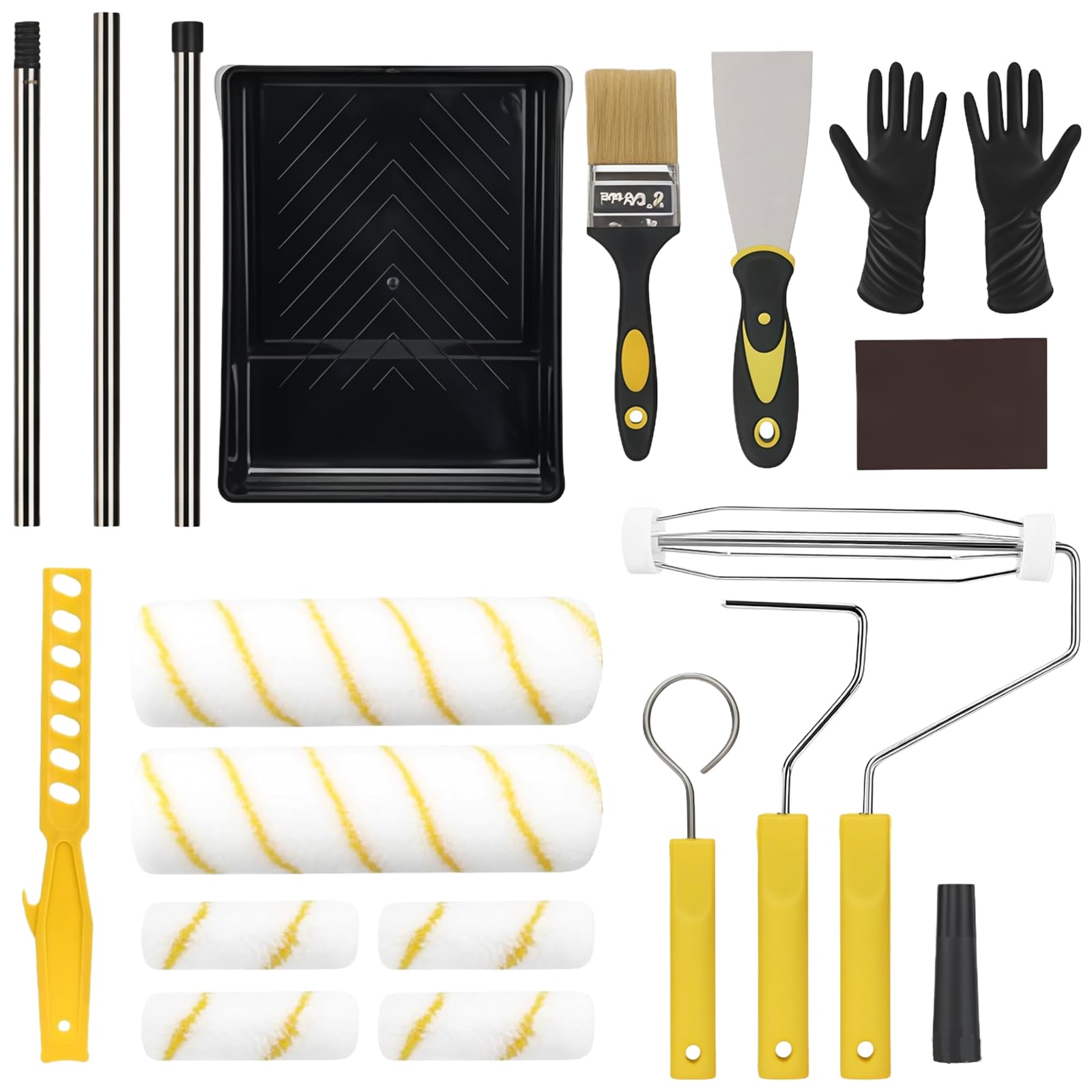 Kit rouleau de peinture avec bac et ruban de masquage pour mur et plafond