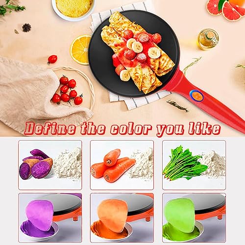 Miniatura 5 de Máquina de crepé eléctrica portátil de 110 V 8 pulgadas con control automático de temperatura, sartén antiadherente para crepé para panqueques,