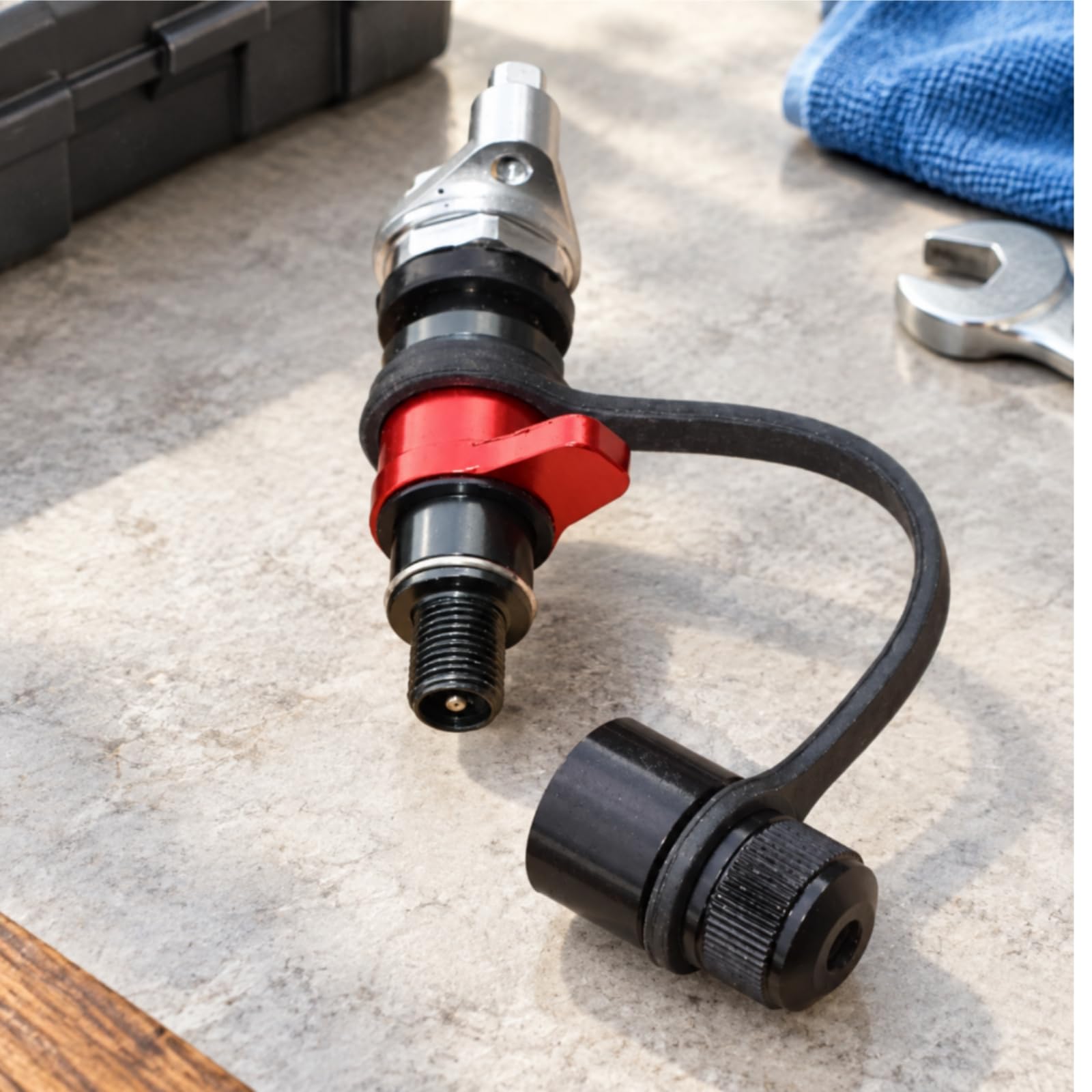 Conector Válvula sinflado Rápido con Palanca Laral Portátil sinflador Neumáticos con Tapa Atada Compacto para Conducción por sierto,
