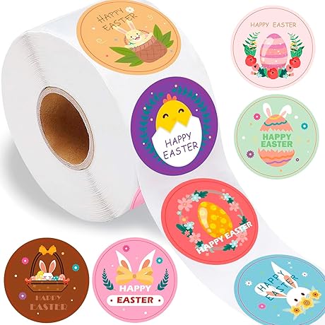500PCS Easter Stickers for Kids, 1.5 Inch Happy Easter Stickers Bunny Stickers...