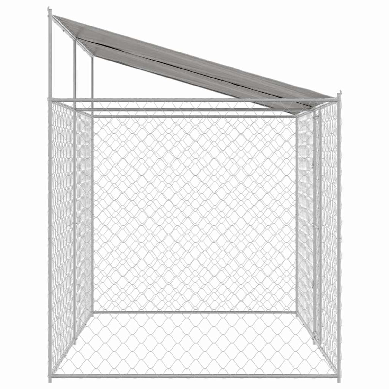 Hundekäfig mit Dach und Türen Silber 400 x 200 x 256 cm, UV- & Wasserdicht Hundezwinger Freilaufgehege für große Hunde Garten Outdoor, Verzinkter Stahl