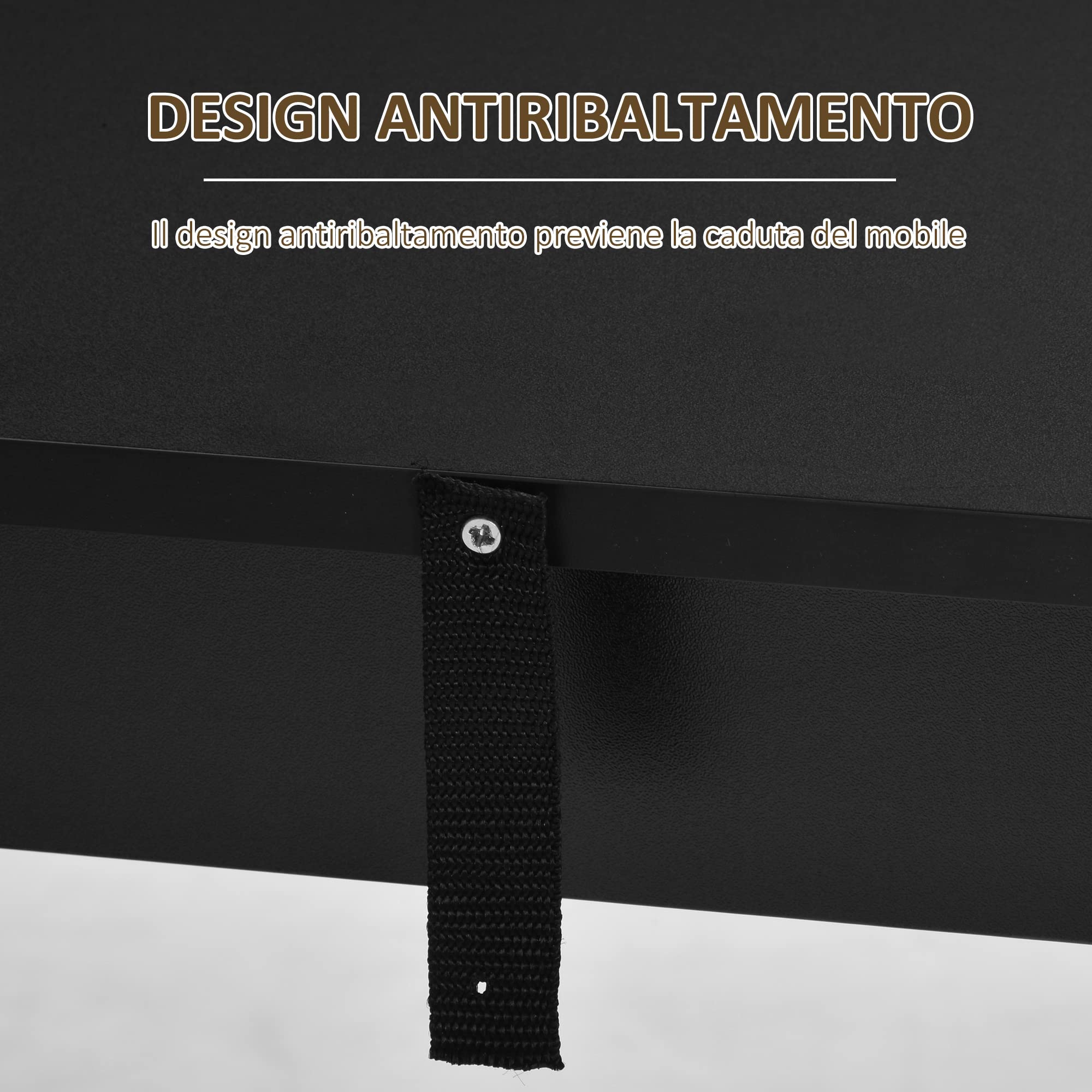HOMCOM Bancone da Cucina Tavolo Alto con 3 Mensole in Legno, Arredamento Moderno Casa e Bar, 112x57x106cm, Nero