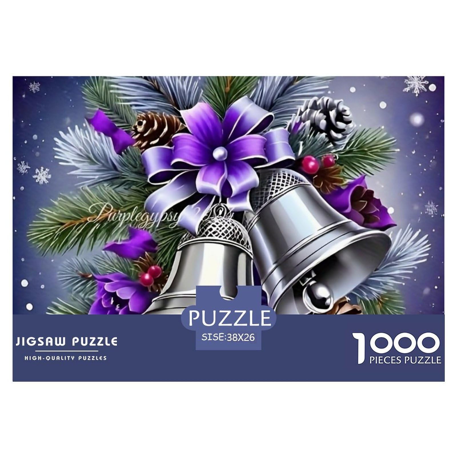 Christmas Bells Puzzle for Adults 1000 Pieces - Silver Bells Christmas Wreath Challenging Game Toys Gift for Home Wall Decoration Great Gift Idea38x26cm/1000pcs — image 1