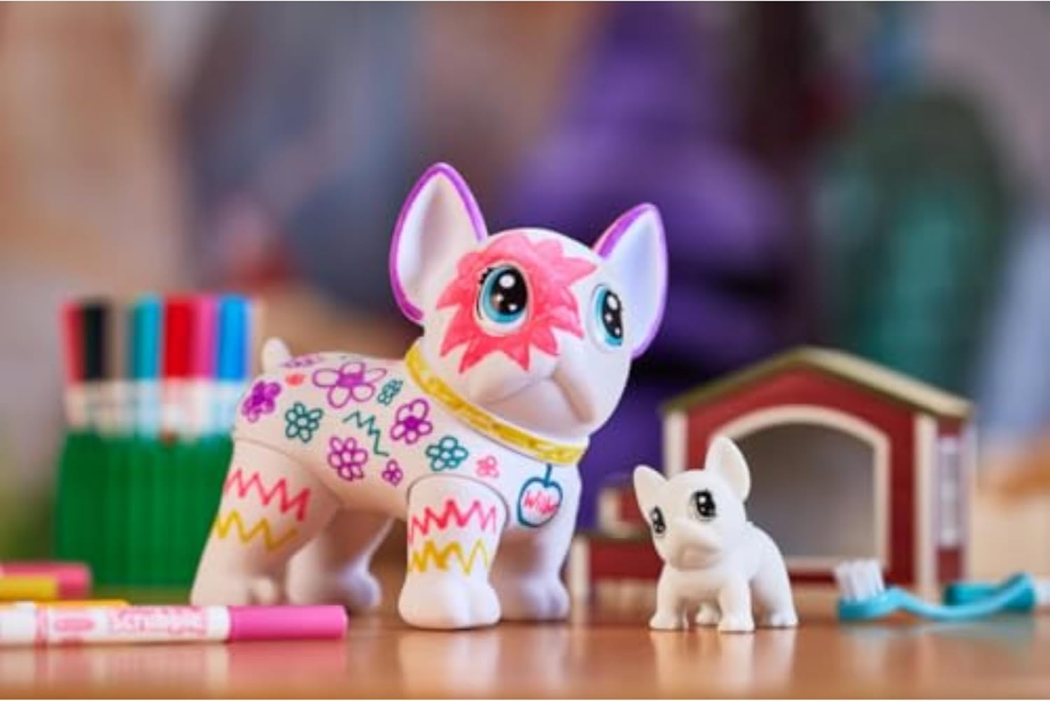 Crayola Scribble Scrubbie Jumbo Pet - Wilbur (6in), Customizable Dog Toy for Kids, Washable Animal Art Kit, Animal Gifts for Girls & Boys