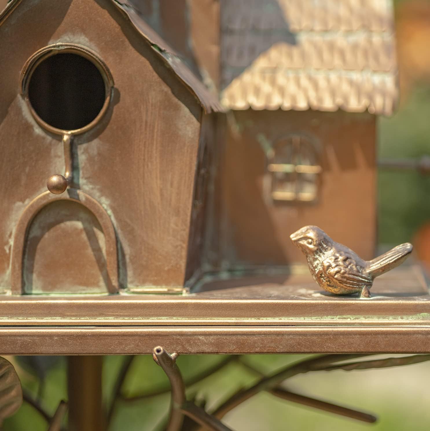 Zaer Ltd. Large Copper Colored Multi-Birdhouse Stakes, Room for 5 Bird Families in Each (XL Country Town Home Montana)