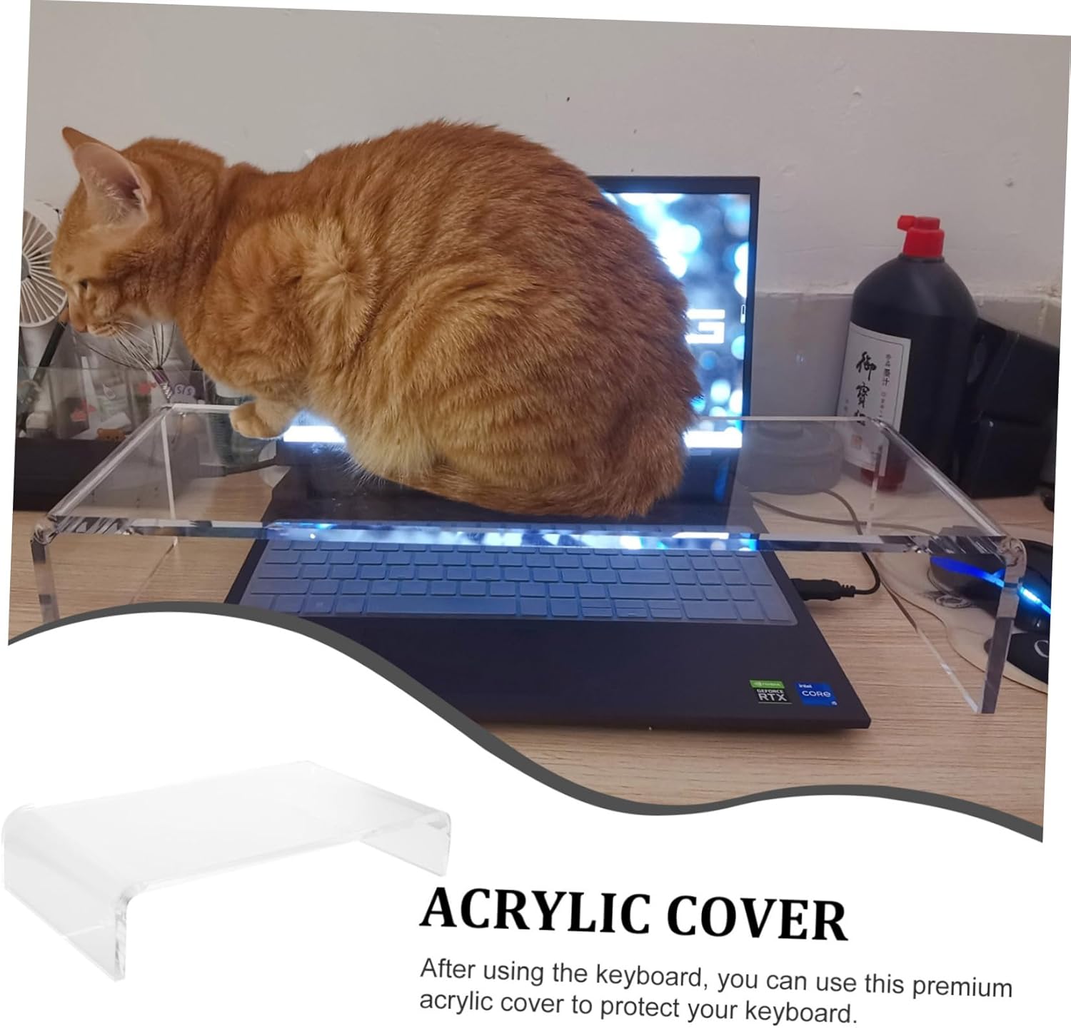 Keyboard Protector for Cats Anti-cat Keyboard Cover Acrylic Keyboard Protective Cover Monitor Stand for Computer