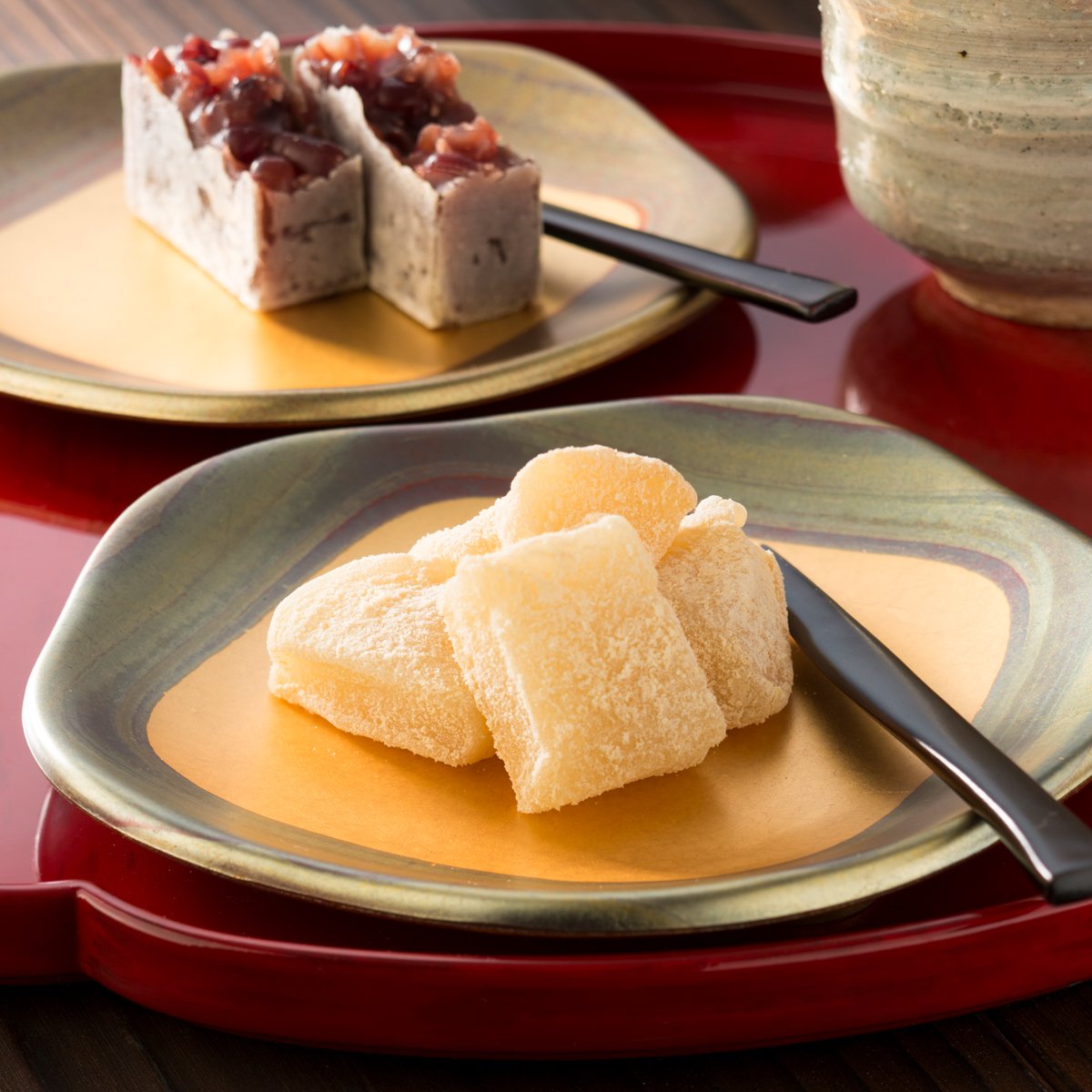 Amazon.co.jp: 箔一 古代箔 梅型銘々皿 2枚セット 14×14×1cm A131