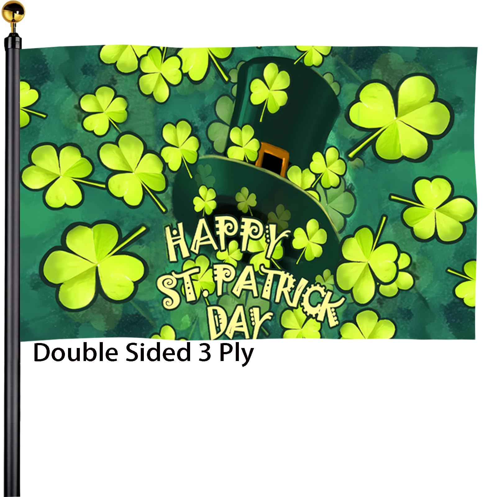 St. Patrick's Day Flags 3x5 Outdoor Double Sided 3 Ply Heavy Duty Happy St Patricks Day Flags Banner for Outside with 2 Brass Grommets UV protection