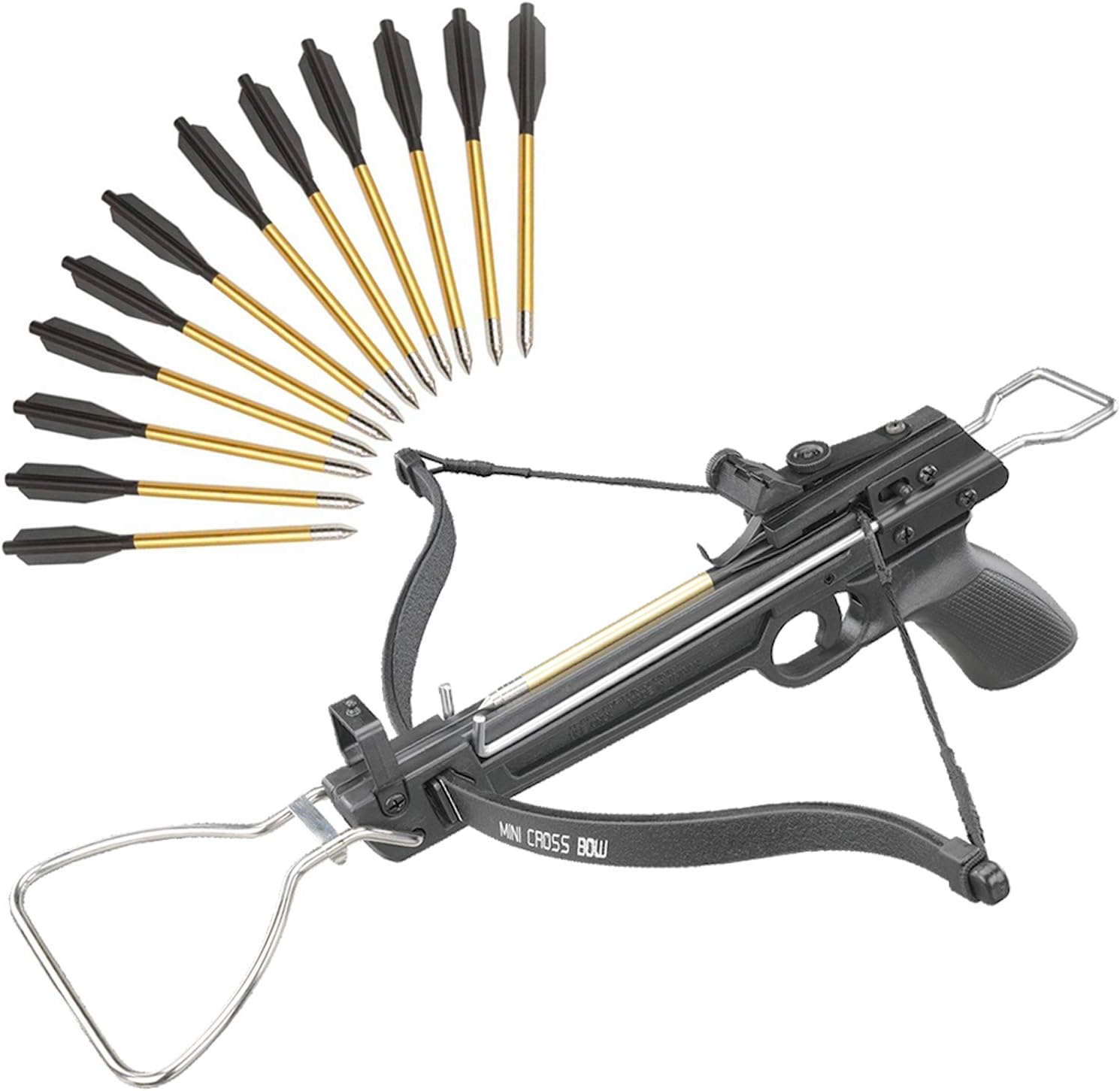 Crossbow Self-Cocking 80 LBS with Adjustable Sights and a Total of 15 Aluminim Arrow Bolt Set