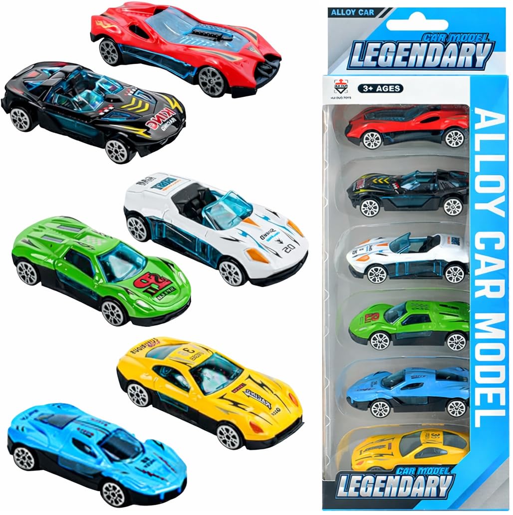 Galaxy Hi-Tech Sports Car Set of 6 Mini Metal Cars Set Push N Go 6 Pcs Vehicles, Racing Cars Play Set for Toddlers,Boys Die-Cast Car Set, Cake Decorations Topper Birthday Gift-image-19