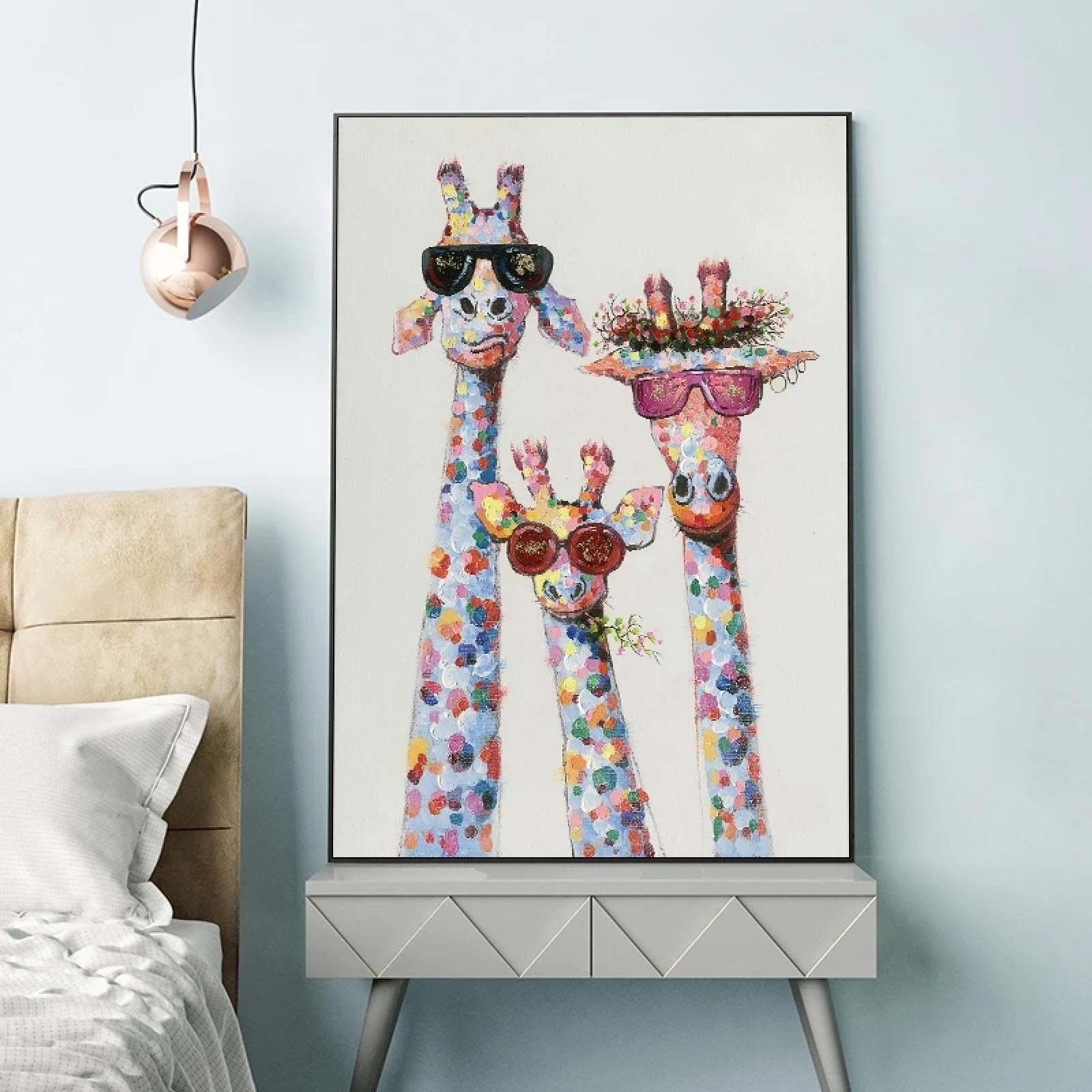 Toile art moderne girafe : impression haute définition sur châssis bois 65x130 cm - 8