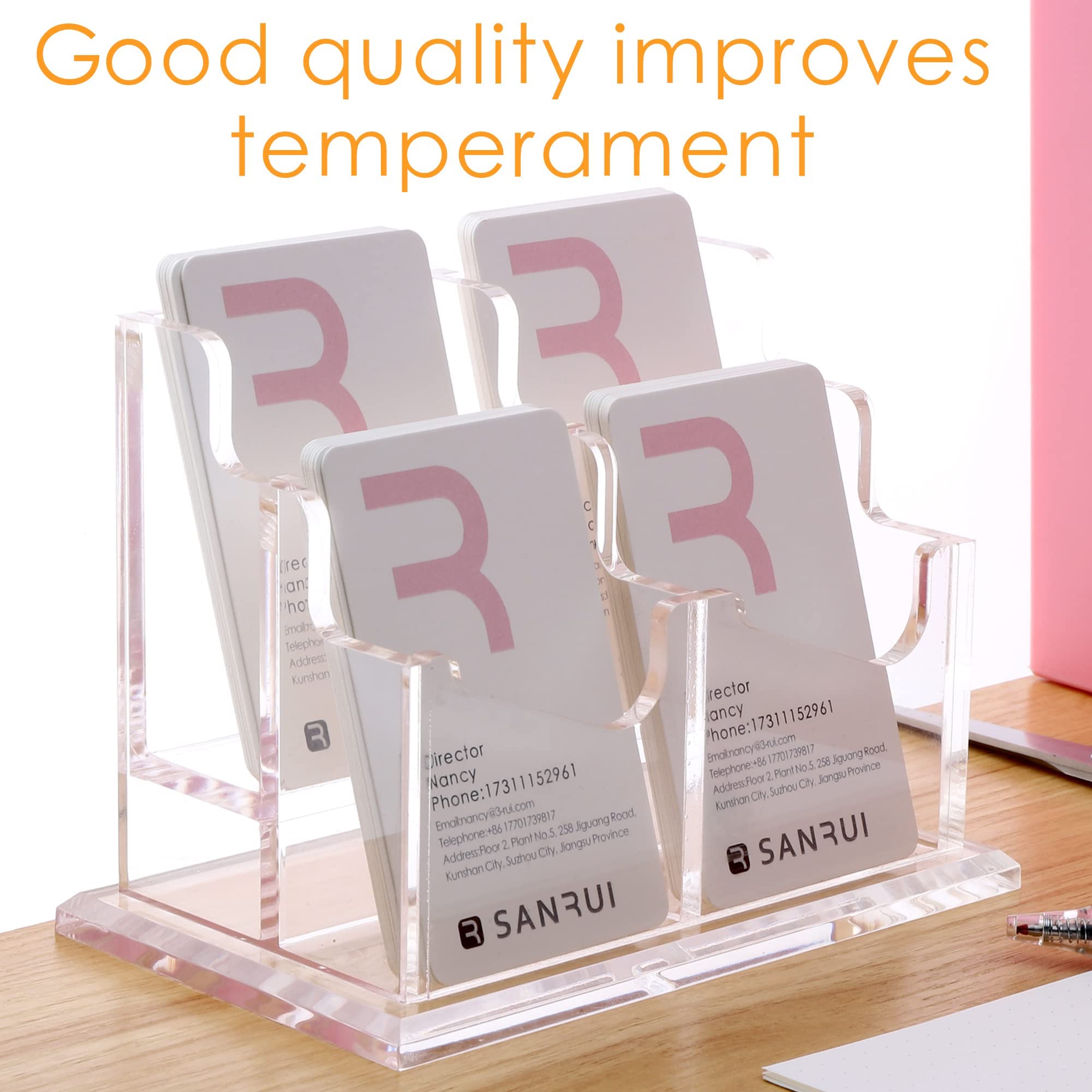 SANRUI Acrylic Vertical Business Card Holder for Desk,Clear Business Card Display Stand Organizer Storage Rack for Exhibition Home - Image 4