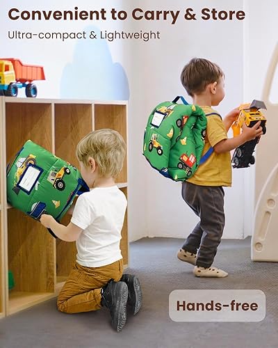 Miniatura 11 de Primlect - Tapete para siesta para bebé con almohada extraíble y manta de franela, bolsa de dormir portátil para niños, fácil de enrollar, lavable,