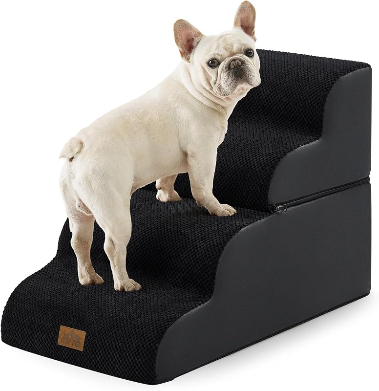 Escada para cães pequenos e gatos, desmontável, com espuma de alta densidade COZY KISS, preta