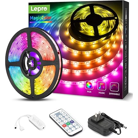 Amazon Co Jp Lepro Ledテープライト Magiccolor 流れるテープ 虹色 アドレサブル テープ ミュージックセンサー搭載 音に反応 動きのある 音楽ledテープ Rgb 5m 防水仕様 室内室外兼用 キーリモコン 調光調色 Smd5050 150led クリスマス 飾り 間接照明 両面テープ 切断