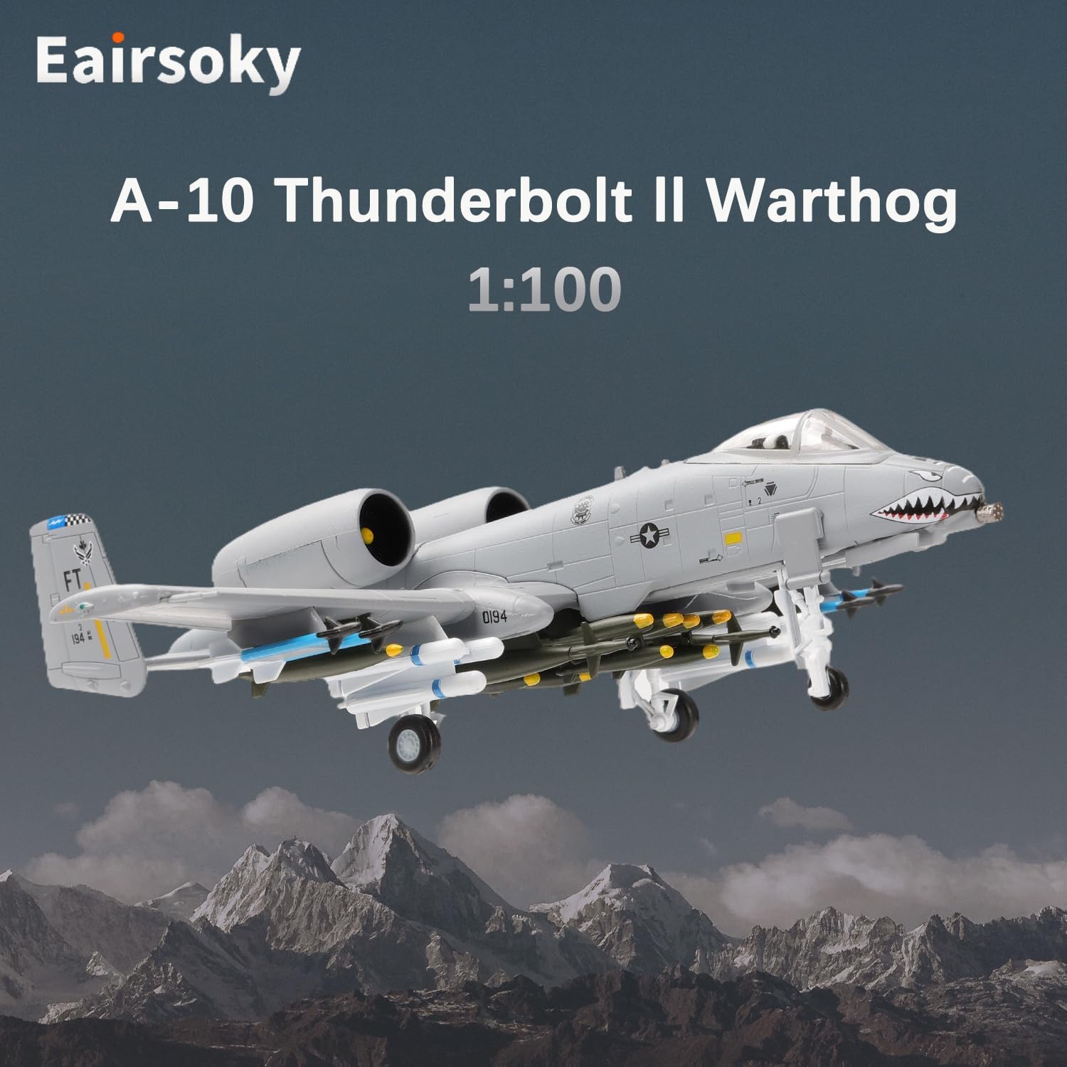 1:100 Scale A-10 Thunderbolt II Warthog Metal Fighter Jet Model Military Die-cast Aircraft Models for Collection or Gift