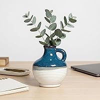 Vista 16 de Florero de cerámica beige y blanco de 6 pulgadas