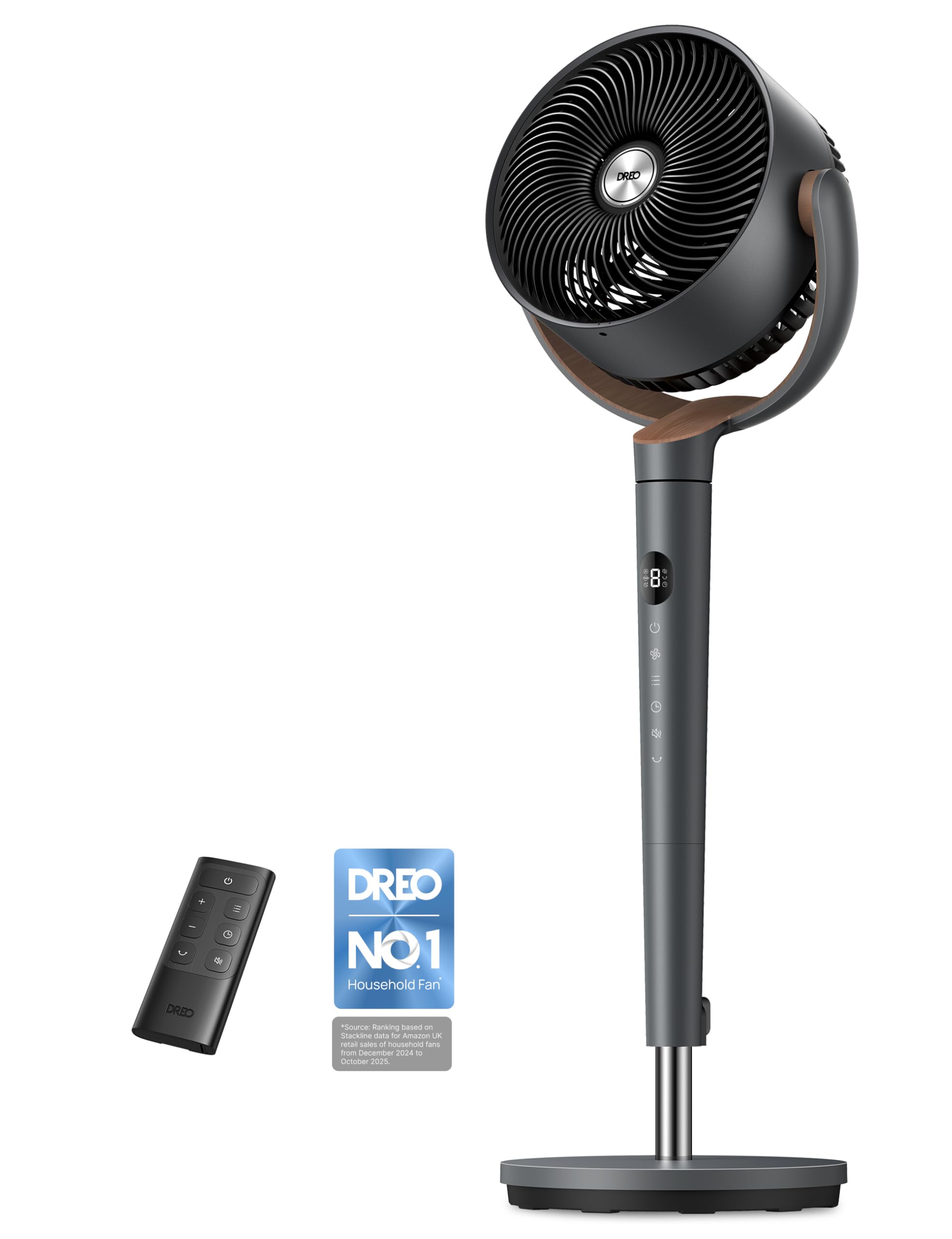 DREO Fan for Bedroom, 120° Oscillating Standing Pedestal Fan, DC Motor, 80ft Air Circulator for Whole Room, 8 Speeds, 3 modes, 120° Manual Vertical Tilt, Quiet, 23dB, 35-40" Adjustable Height, Timer