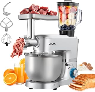 VEVOR Impastatrice Mescolatore per Cucina da 1500 W con Ciotola in Acciaio Inox 6 L e...
