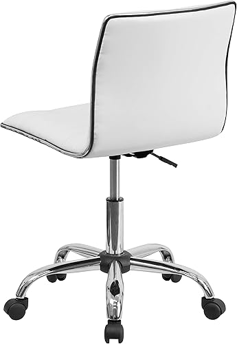 Miniatura 5 de Flash Furniture - Silla de oficina giratoria sin reposabrazos, de color blanco, acanalada, de diseño, respaldo bajo Negro
