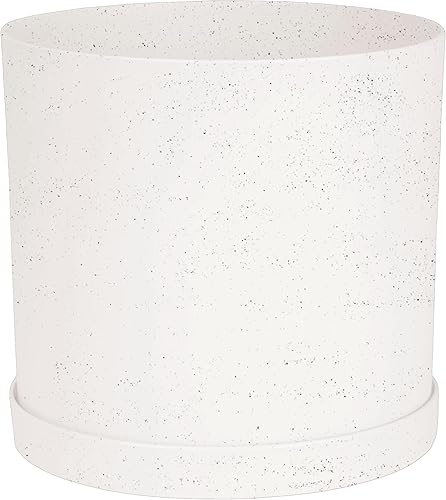 Miniatura 8 de Bloem Mathers - Maceta redonda con bandeja para platillo 6 pulgadas, color negro, diseño moderno, maceta de plástico duradera, platillo extraíble,