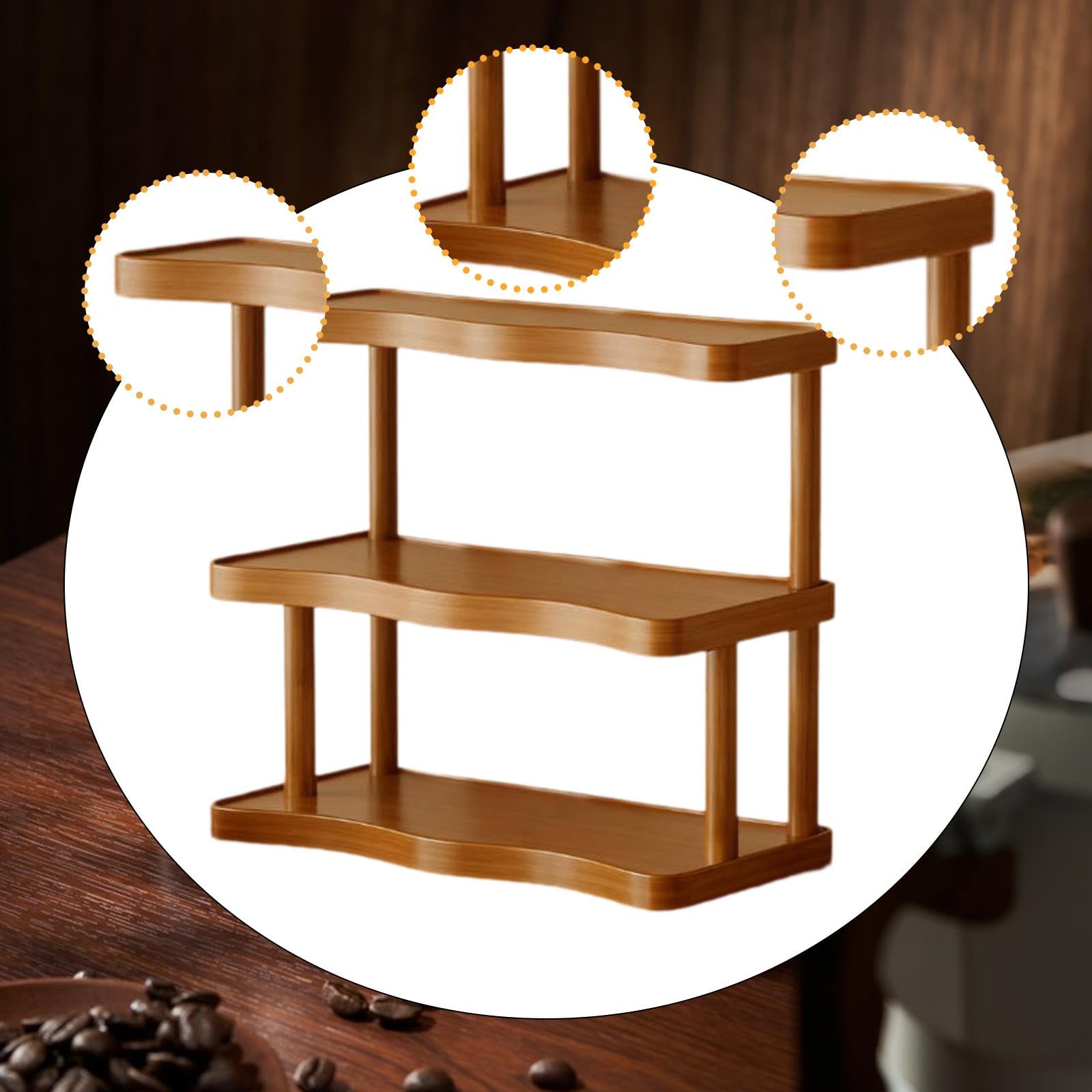 Soporte de Exhibición de 3 Niveles, Estante Elevador de Madera para Colecciones de Perfumes, Organizador Seguro con Borde Elevado, Adecuado para Encim, 50cm