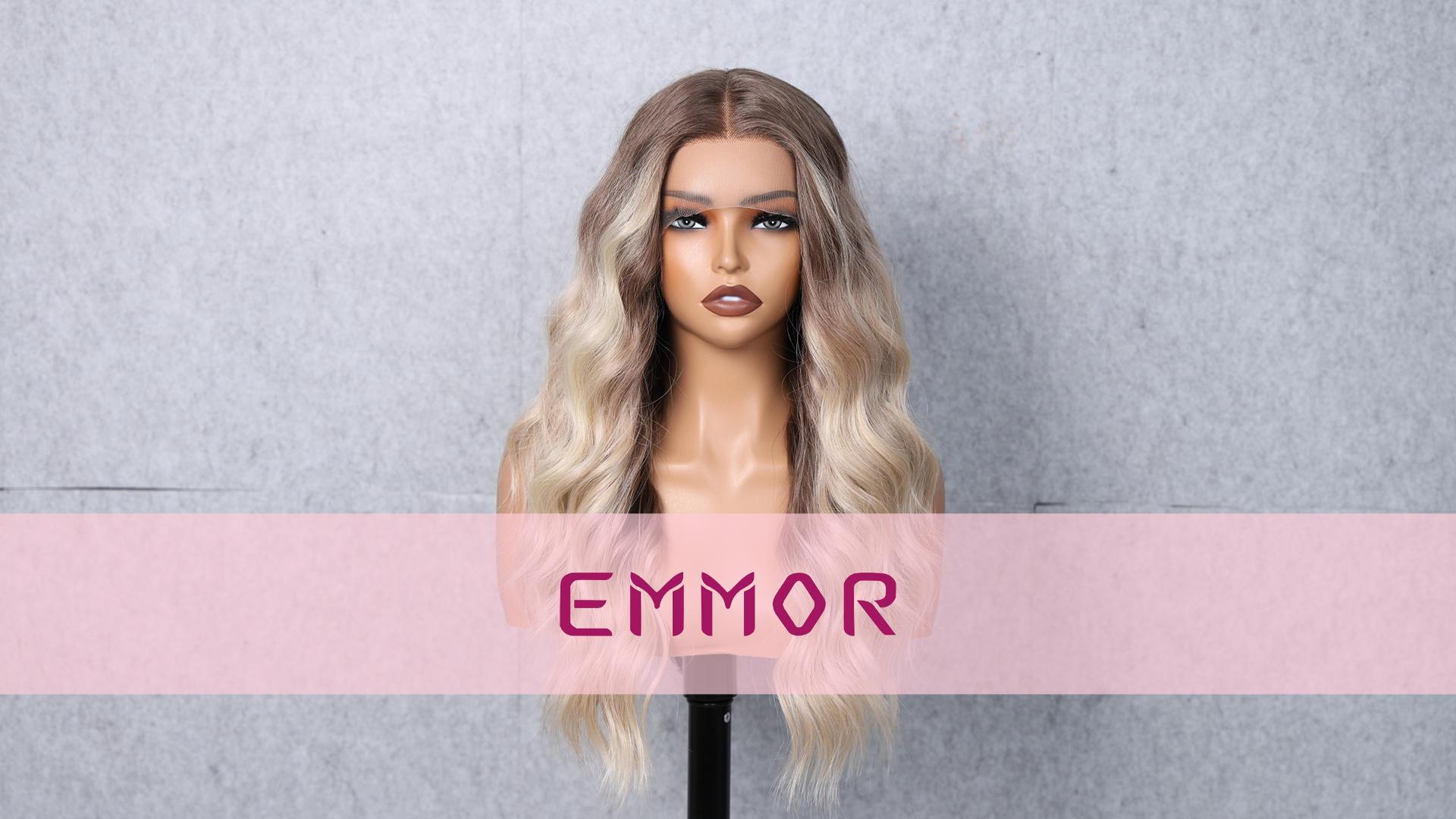 Amazon.com: EMMOR Blonde Lace Front Wig Wave Middle Part Wig 