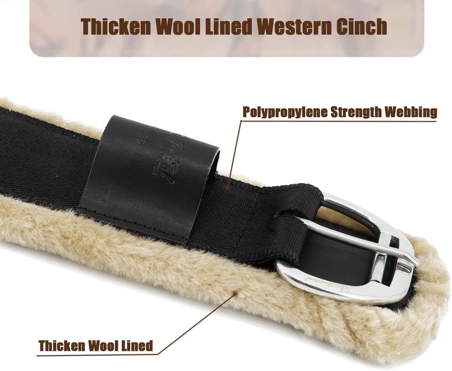 Jeereal Fleece Western Cinch,Breathable Horse Cinch Girth for Western Saddle