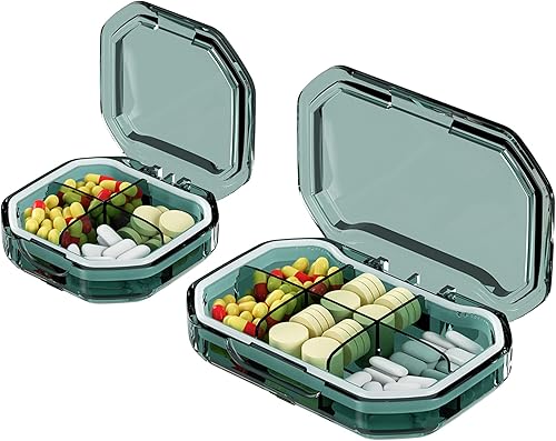 Pastillero hermético para pastilleros, dispensador de píldoras, soporte para suplementos de viaje en el hogar, portátil, compacto, impermeable, para