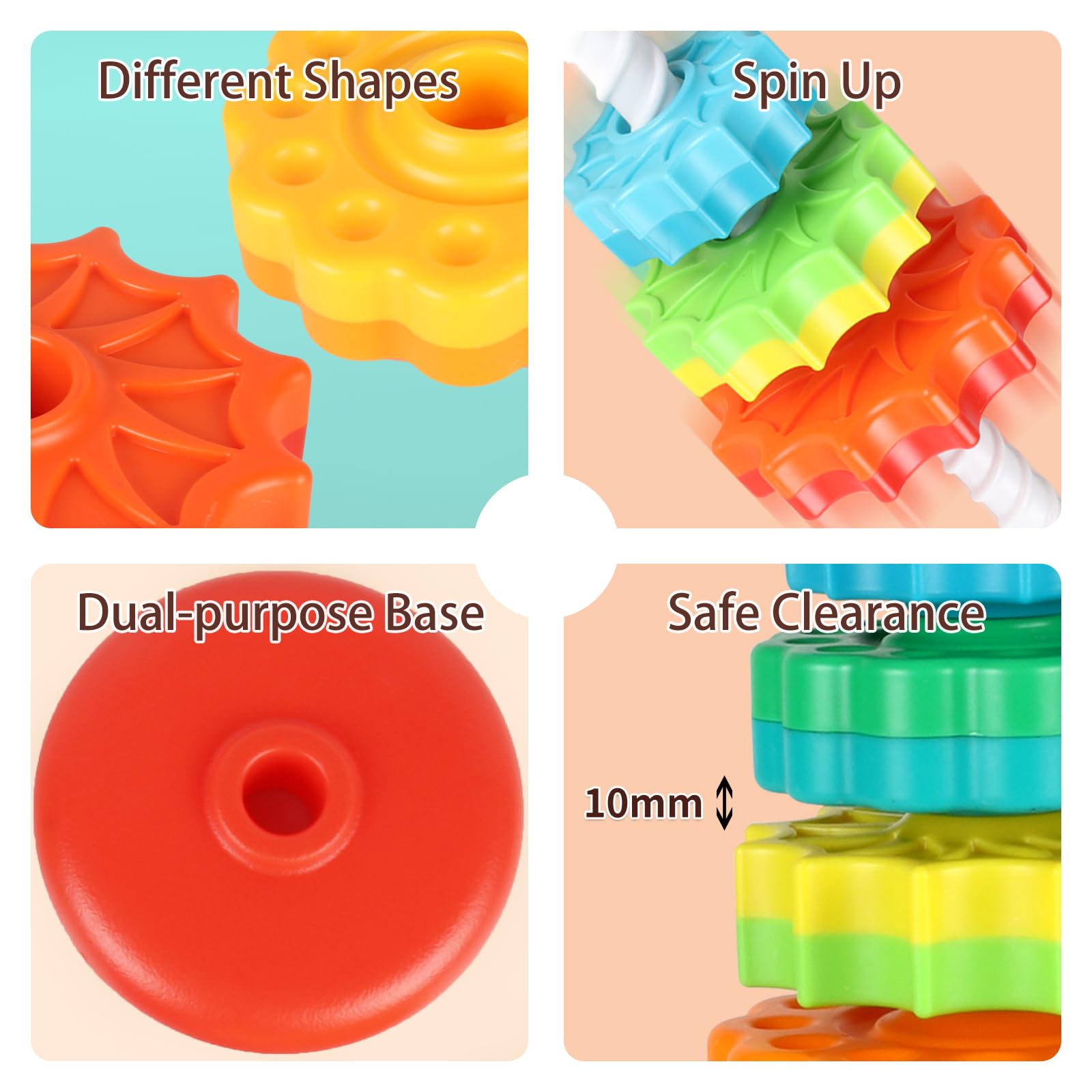 GKKBSJ Baby Stacking Toys for Toddlers, Spinner Ring Stacker - Montessori Toys, Autism Sensory Gift for 1-3 Yr Olds 2