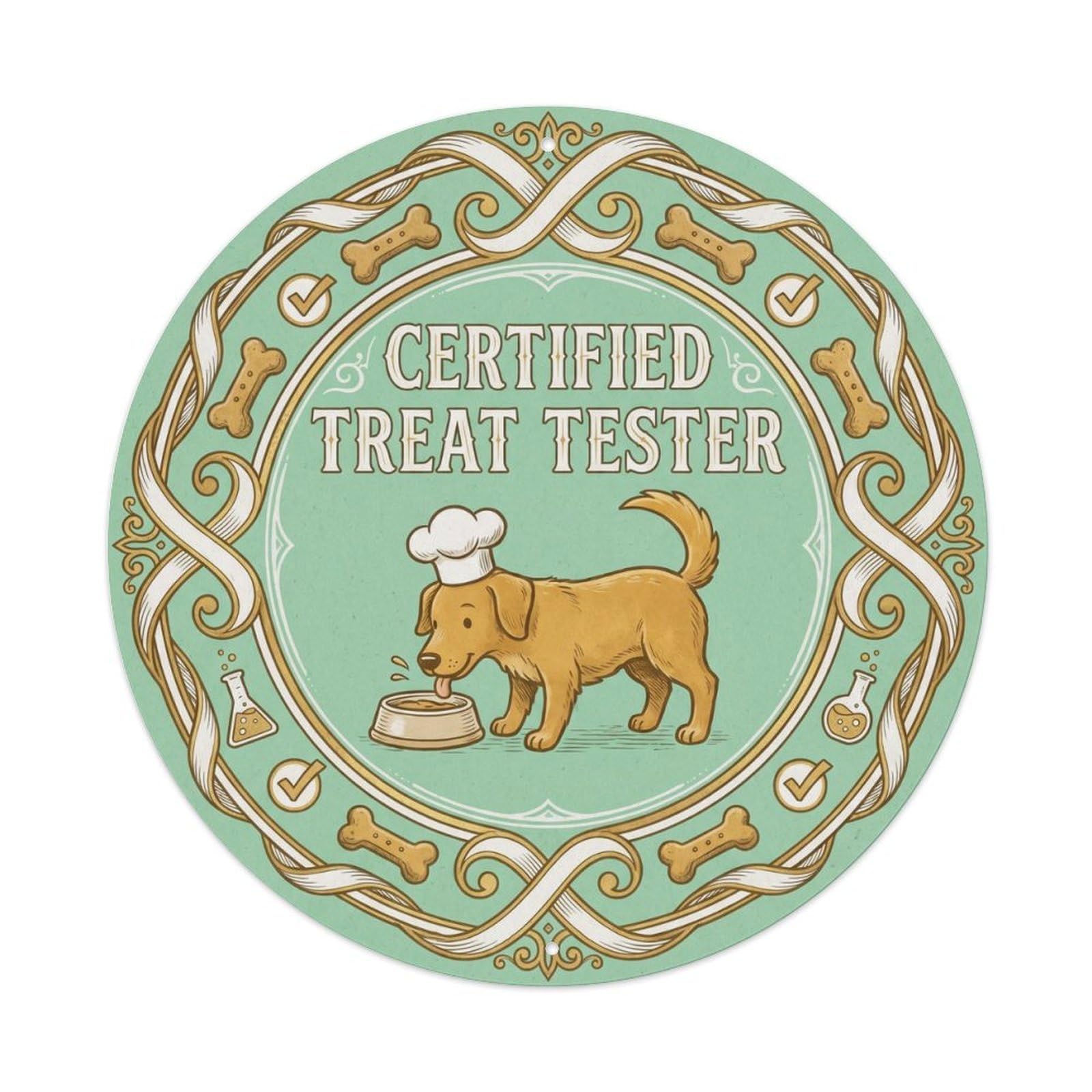 Vintage Certified Treat Tester Pantry Metal Tin Sign Plaque Wall Decor for Cafe, Club, Garden Round Metal Poster 8x8Inch