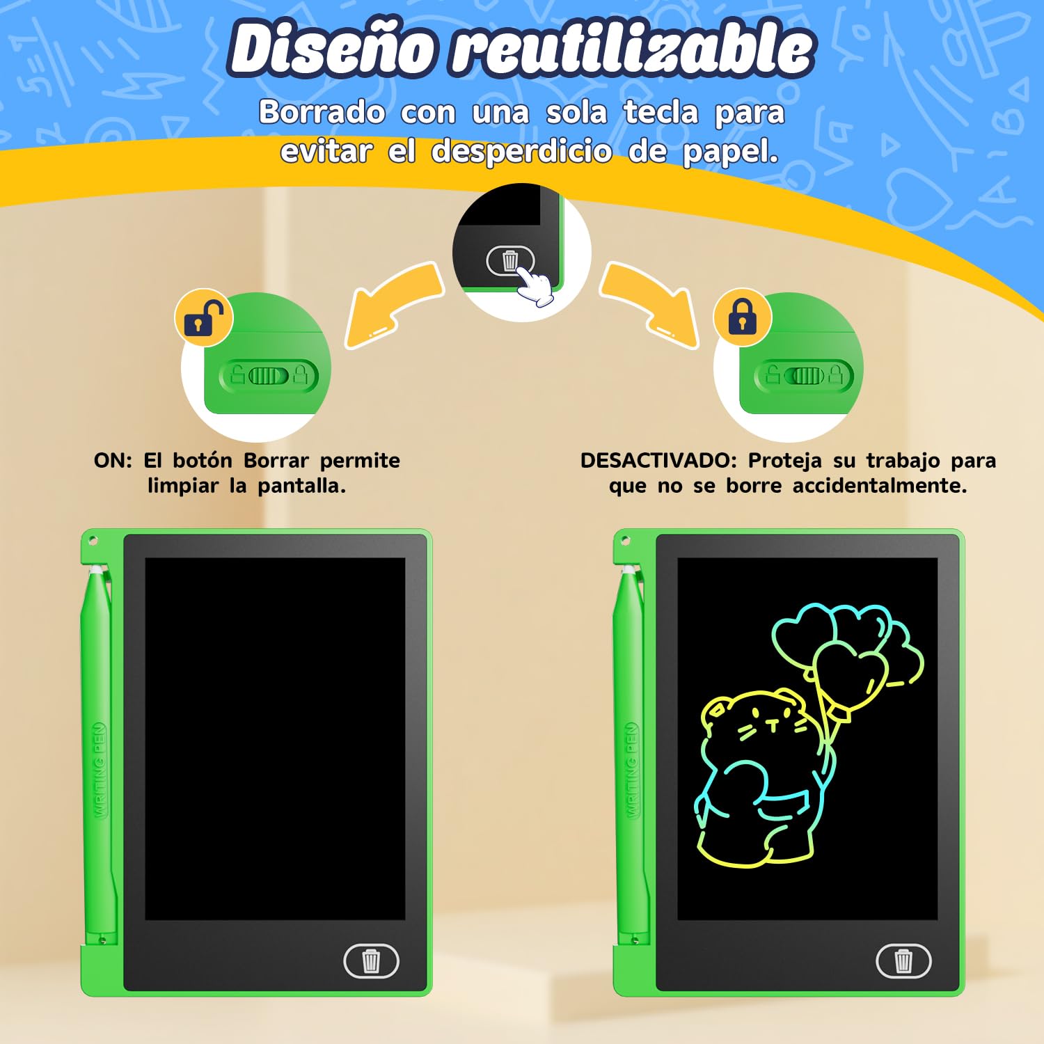 24 Piezas Tableta Escritura LCD, Electight 4.5 Pulgadas Infantil Tableta de Graffiti de Colores para Niños 3~12 Años, Colorida Pizarra Tableta Electrónica con Gancho, Juguete para Vuelta Cole — view 5