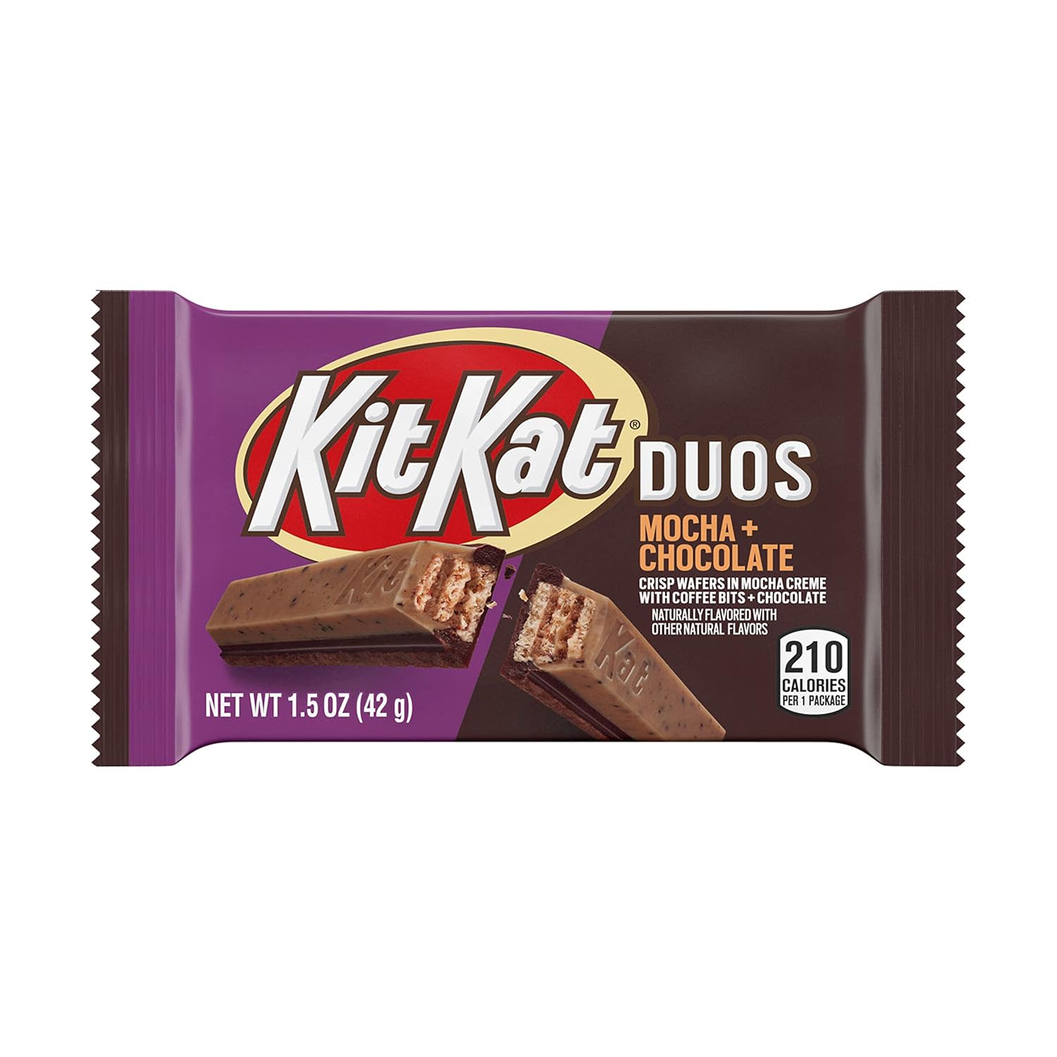 KIT KAT DUOS Mocha Flavored Creme, Chocolate and Coffee Bits, Bulk, Individually Wrapped Wafer Candy Bars, 1.5 oz (24 Count)
