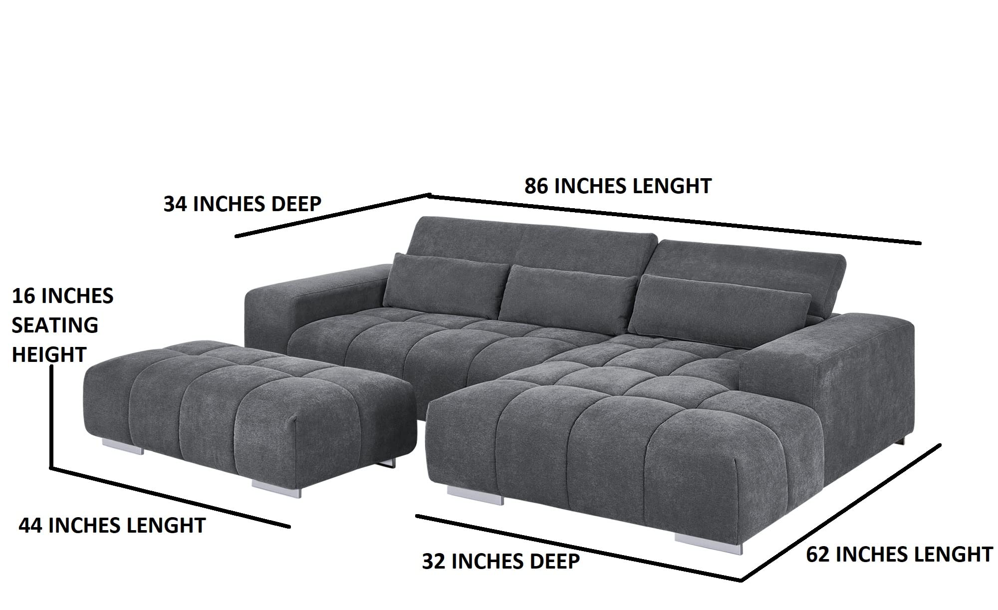 INLENDISH Magnum lshape 6 Seater Fabric Camel Yellow Sofa Set (LHS) Comfortable Living Room | Luxurious Sofa 2