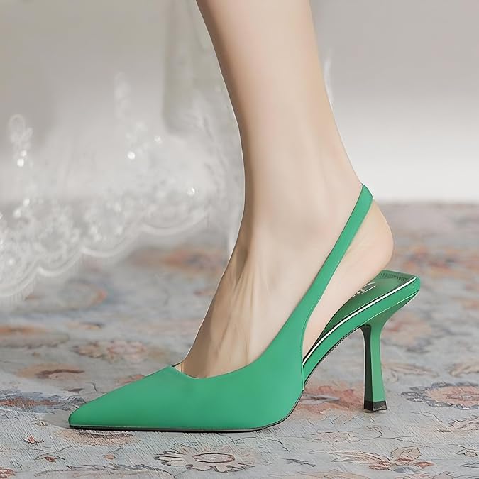 Green Emerald Slingback Pumps
