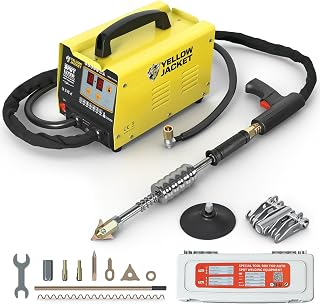 YELLOW JACKET Stud Welder Dent Repair Kit, 3KW Spot Welder Dent Puller, Auto/Manual Welding & 7 Modes, 110V Auto Body Spot Welding Dent Repair Machine for Car, Truck & Steel Panels