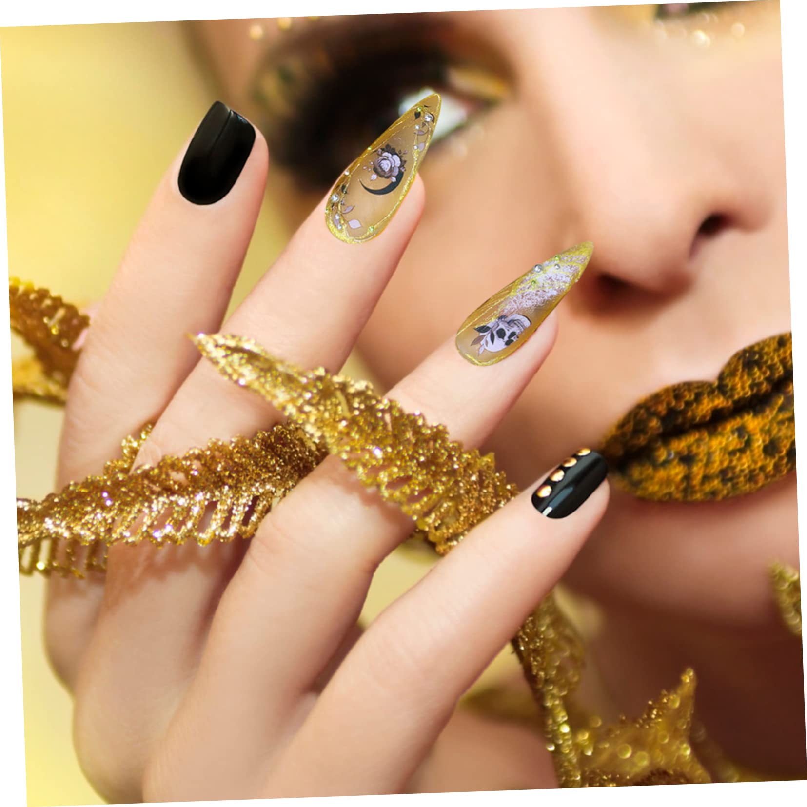 FRCOLOR 50hojas Pegatinas De Uñas Autoadhesivas Para Manicura Decoración Elegante y Creativa Para Fiestas y Eventos